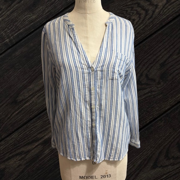 J. Crew Mercantile Tie Sleeve Button-Down Striped Women's Size Medium - Picture 1 of 5